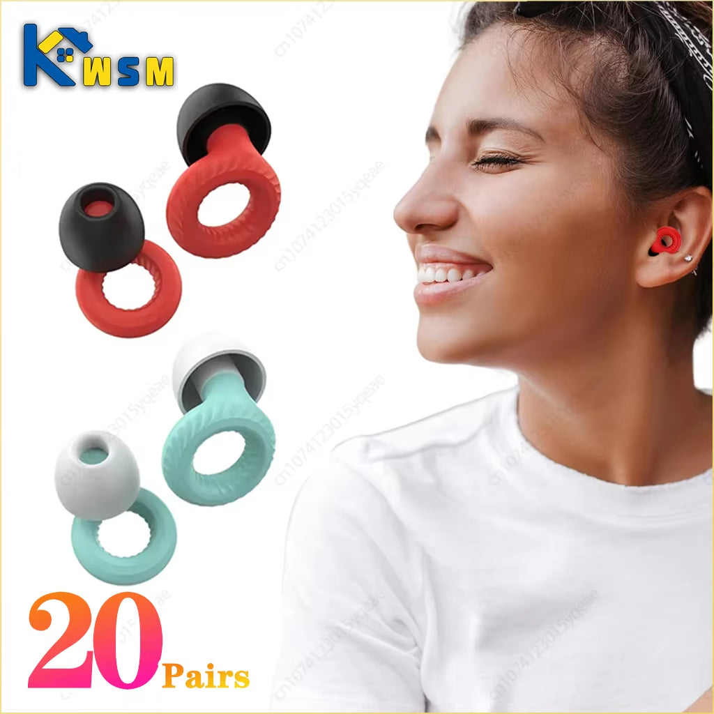 20 Pairs of Soundproof Silicone Earplugs for Sleep and Learning - Noise Cancelling and Anti-Noise Protection