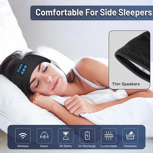 Wireless Sleep Headband with Noise-Cancelling Earbuds and Bluetooth Speakers for Sleep and Workouts